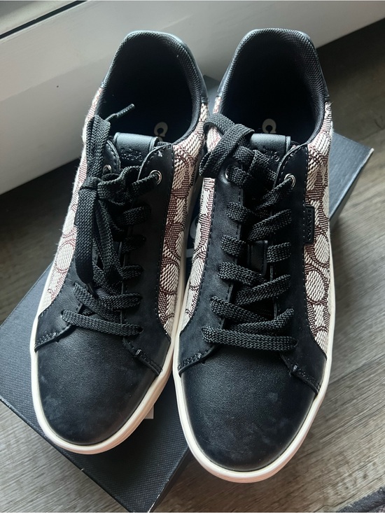 Coach Shoes - Coach Black and Brown Signature Lace-Up Low-Top Sneakers